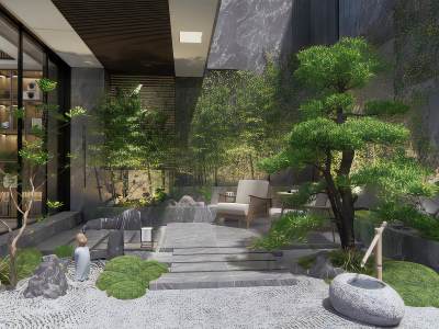 新中式别墅景观天井